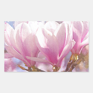 Roze Paarse Magnolia - Lentbloem Rechthoekige Sticker