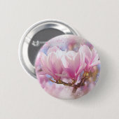 Roze Paarse Magnolia - Lentbloem Ronde Button 5,7 Cm (Voorkant /achterkant)