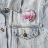 Roze Paarse Magnolia - Lentbloem Ronde Button 5,7 Cm (In situ)