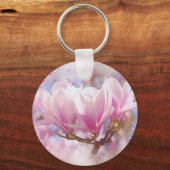 Roze Paarse Magnolia - Lentbloem Sleutelhanger (Voorkant)