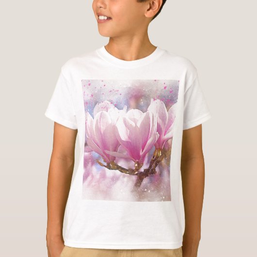 Roze Paarse Magnolia - Lentbloem T-shirt (Voorkant)