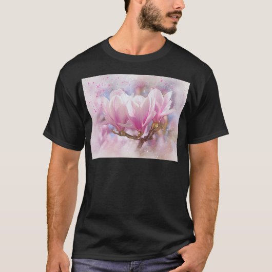 Roze Paarse Magnolia - Lentbloem T-shirt (Voorkant)