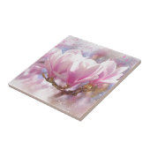 Roze Paarse Magnolia - Lentbloem Tegeltje (Zijkant)