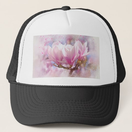 Roze Paarse Magnolia - Lentbloem Trucker Pet (Voorkant)