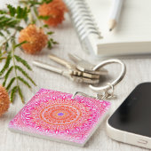 Roze paarse Mandala Sleutelhanger (Voorkant Rechts)