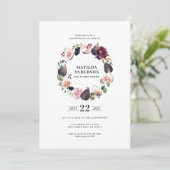 Roze, paarse, marineslag afstuderen aankondiging (Staand voorkant)