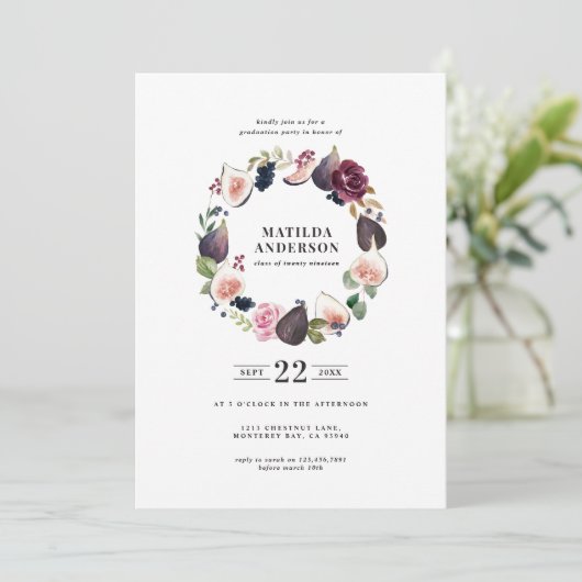 Roze, paarse, marineslag afstuderen aankondiging (Staand voorkant)