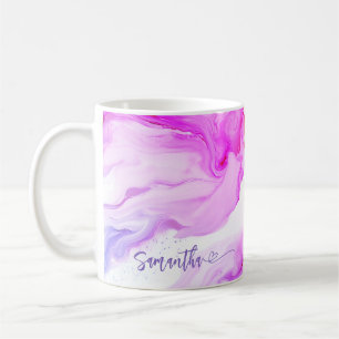 Roze Paarse Marmer Gepersonaliseerde Stromende Naa Koffiemok