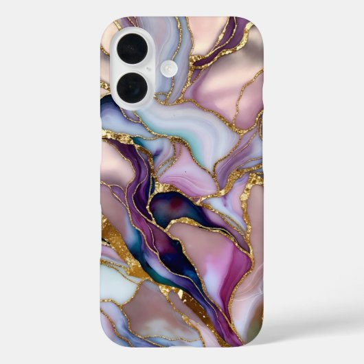 Roze Paarse Marmeren Hoestelcase Goud Luxe Case-Mate iPhone Case (Achterkant)