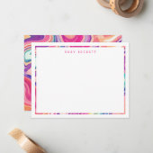 Roze Paarse Marmering Abstract Kleurrijk II Notitiekaartje (Voorkant / Achterkant in situ)