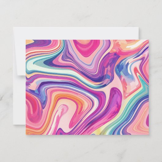 Roze Paarse Marmering Abstract Kleurrijk Notitiekaartje (Achterkant)