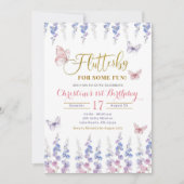 Roze Paarse Meadow Bloemenvlinder Verjaardag Kaart (Voorkant)