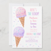 Roze Paarse Meisje Ice Cream Joint Verjaardag Kaart (Voorkant)