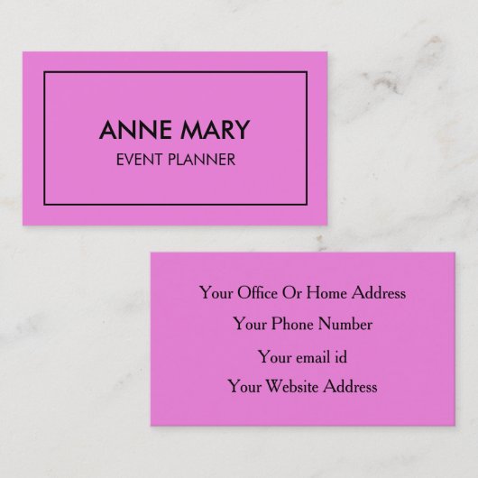 Roze Paarse Meisje Lavendel Trendy Event Planner Visitekaartje (Voorkant / Achterkant)