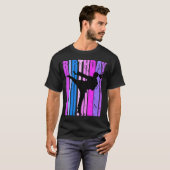 Roze Paarse meisjes Karate Birthday Retro Silhouet T-shirt (Voorkant volledig)