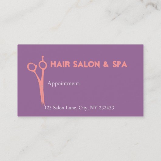 Roze Paarse meisjesschaap Girly Beauty Salon Spa Afsprakenkaartje (Achterkant)