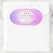 Roze Paarse met Glitter Productverpakkingslabels Ovale Sticker (Tas)