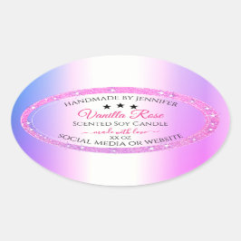 Roze Paarse met Glitter Productverpakkingslabels Ovale Sticker