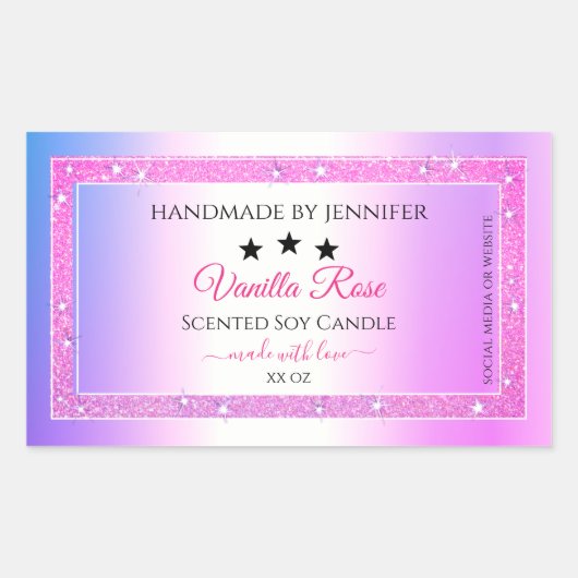 Roze Paarse met Glitter Productverpakkingslabels Rechthoekige Sticker (Voorkant)
