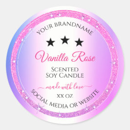 Roze Paarse met Glitter Productverpakkingslabels Ronde Sticker