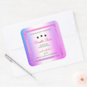 Roze Paarse met Glitter Productverpakkingslabels Vierkante Sticker (Envelop)