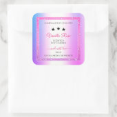 Roze Paarse met Glitter Productverpakkingslabels Vierkante Sticker (Tas)