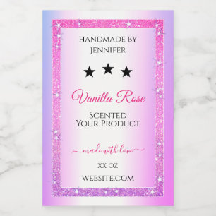 Roze Paarse met Glitter Productverpakkingslabels Voedselcontainer Etiket