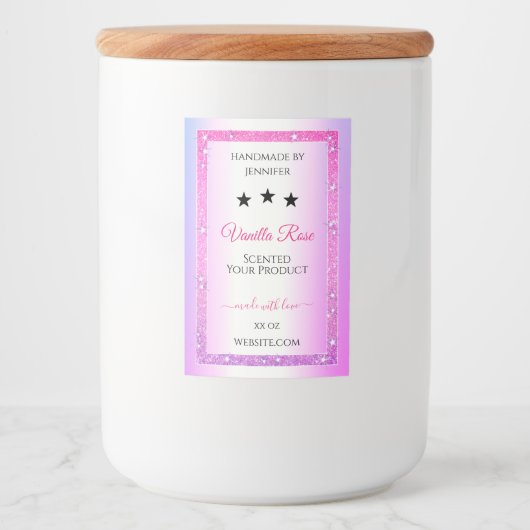 Roze Paarse met Glitter Productverpakkingslabels Voedselcontainer Etiket (Voorkant)