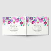 Roze Paarse Mint Floral Wedding Guest Book Gastenboek (Volledig)