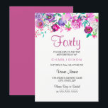 Roze Paarse Mint Waterverf Flowers 40th Birthday Kaart<br><div class="desc">Roze Paarse Mint Waterverf Flowers 40th Birthday Invitation card Matching collectie in Niche and Nest store.</div>