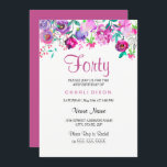 Roze Paarse Mint Waterverf Flowers 40th Birthday Kaart<br><div class="desc">Roze Paarse Mint Waterverf Flowers 40th Birthday Invitation card Matching collectie in Niche and Nest store.</div>