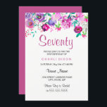 Roze Paarse Mint Waterverf Flowers 70th Birthday Kaart<br><div class="desc">Roze Paarse Mint Waterverf Flowers 70th Birthday Invitation card Matching collectie in Niche and Nest store.</div>