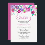 Roze Paarse Mint Waterverf Flowers 70th Birthday Kaart<br><div class="desc">Roze Paarse Mint Waterverf Flowers 70th Birthday Invitation card Matching collectie in Niche and Nest store.</div>