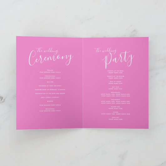 Roze paarse moderne cascading kunst bruiloft progr programma (Binnen)
