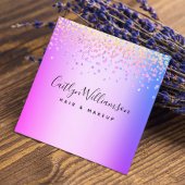 Roze Paarse moderne chique haarstylist make-up art Vierkante Visitekaartje