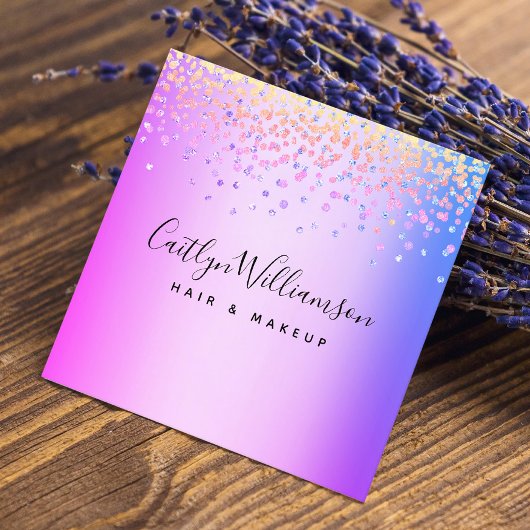 Roze Paarse moderne chique haarstylist make-up art Vierkante Visitekaartje