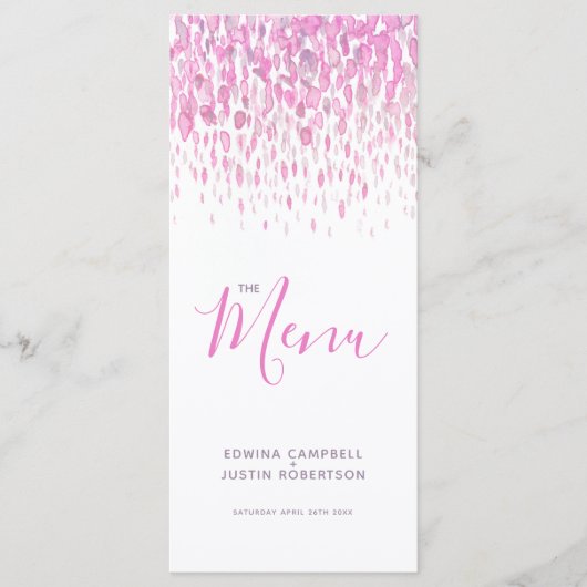 Roze paarse moderne kunstdasjesmenu menu (Voorkant)