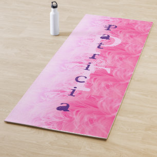 Roze Paarse moderne meisjesnaam Monogram Sjabloon Yogamat