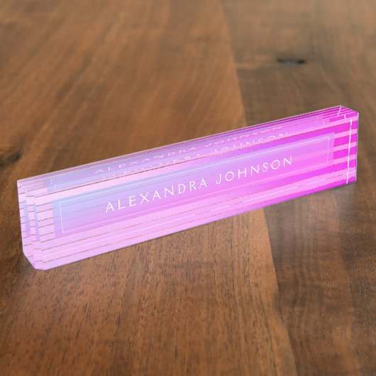 Roze Paarse moderne professional Naambordje (Zijkant)