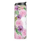 Roze Paarse moderne Waterverf Thermosbeker (Gedraaid links)