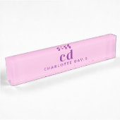 Roze paarse monogram initiaal naambordje
