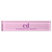 Roze paarse monogram initiaal naambordje (Voorkant)