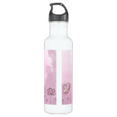 Roze Paarse Monogram Naam Bloemen Moderne Sjabloon Waterfles (Achterkant)