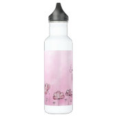 Roze Paarse Monogram Naam Bloemen Moderne Sjabloon Waterfles (Links)
