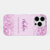Roze paarse monogram naam iPhone hoesje (Achterkant horizontaal)