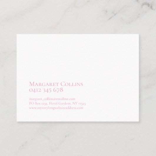 Roze Paarse Monogram Waterverf Bloemen Visitekaartje (Achterkant)