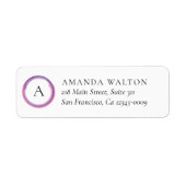 Roze Paarse Monogram Zakelijk Retouradres Etiket (Voorkant)