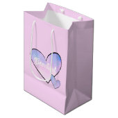 Roze Paarse Mooie Hart Gradiënt Medium Cadeauzakje (Voorkant Gekanteld)