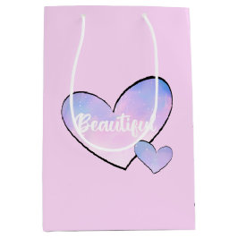 Roze Paarse Mooie Hart Gradiënt Medium Cadeauzakje