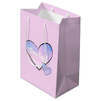 Roze Paarse Mooie Hart Gradiënt Medium Cadeauzakje
